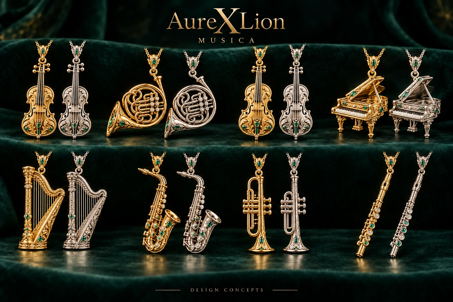 Musica Barocca — ornament i zielone akcenty